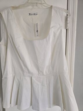 White Peplum Square Neck Top